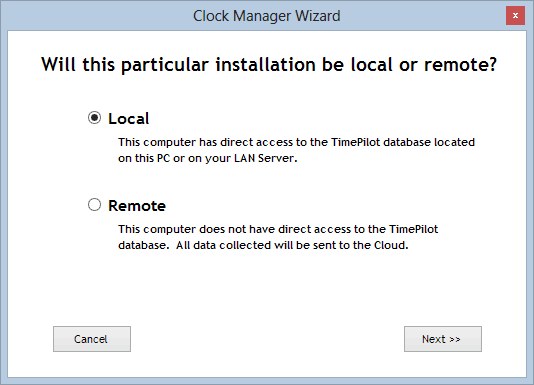 Clock Manager Wizard opening screen