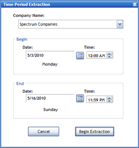 Extract a Pay Period screen