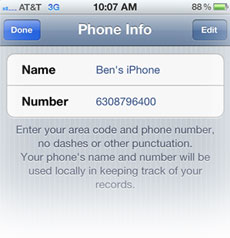 TimePilot iPhone App Phone Info screen
