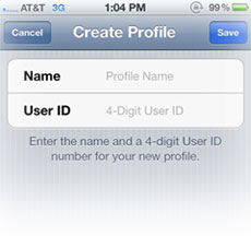 TimePilot iPhone App Create Profile screen