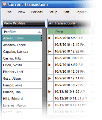 Alternating red triangles and spaces indicate a perfect set of transactions.  