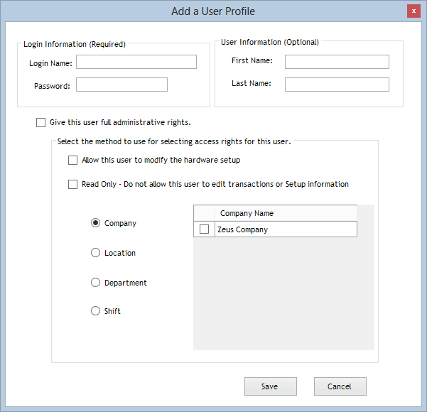 Multiuser Login setup screen