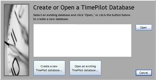 Create or Open a Database screen
