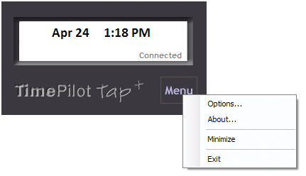 The Tap Manager menu