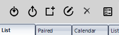 Clicking any of the first five symbols gives you a quick way to perform some of the most common actions in the TimePilot Central 5 software. Hover the cursor over each one to see what it does.