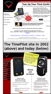 The TimePilot site in 2002 (above) and today (below).