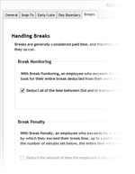 The Handling Breaks screen in TimePilot Central