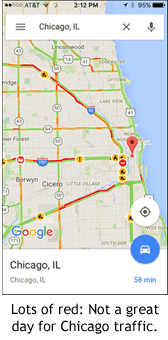 Lots of red: Not a great day for Chicago traffic.