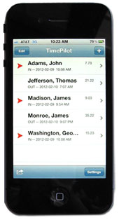 TimePilot's iPhone App.